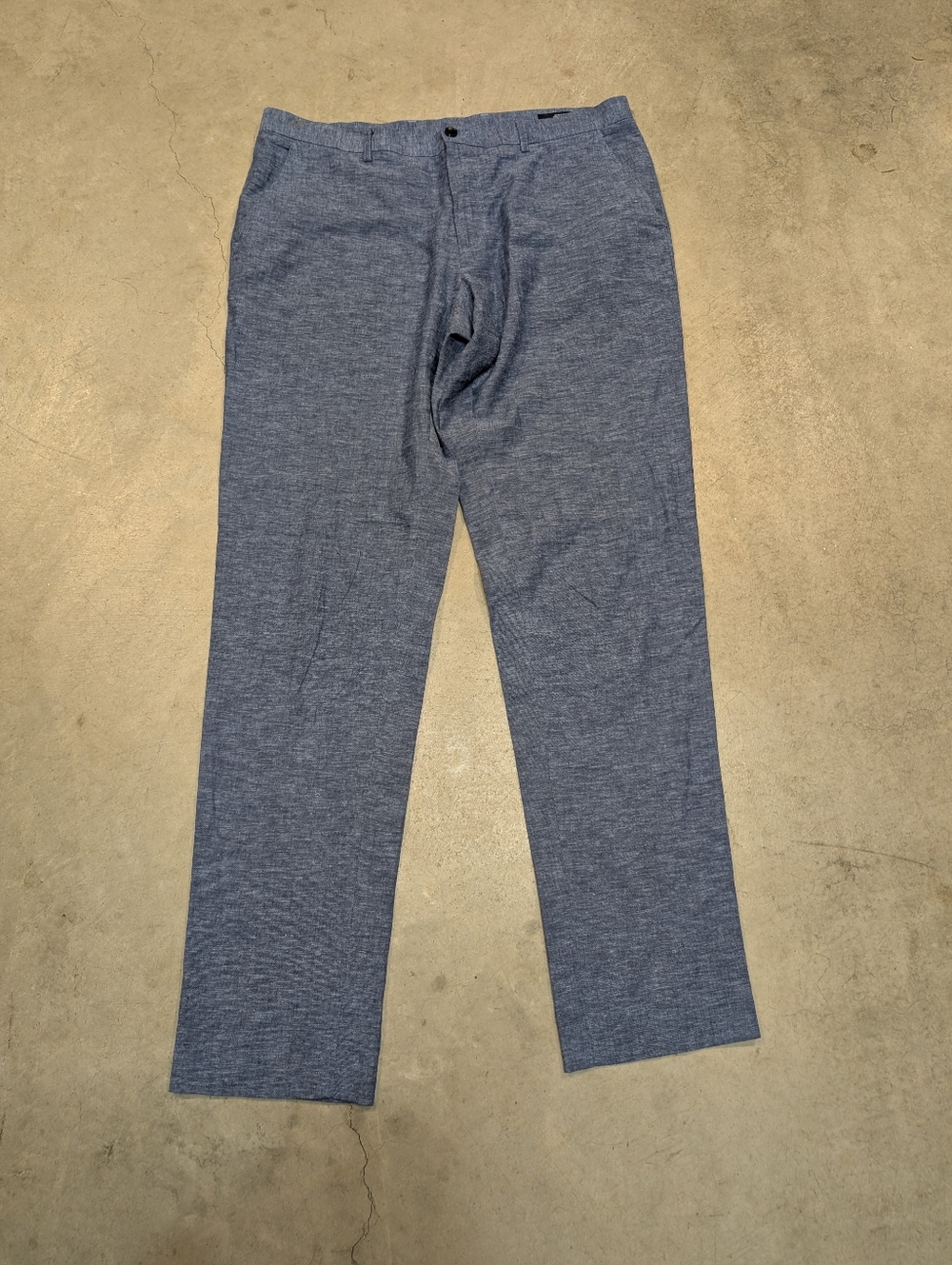 1901 Extra Trim Fit Men's 36x34 Blue Linen-Blend Dress Pants